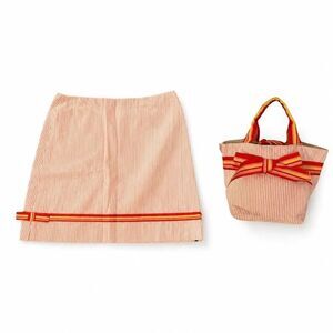 Mollie B Matching Seersucker Tote & Skirt Set with Ribbon Trim